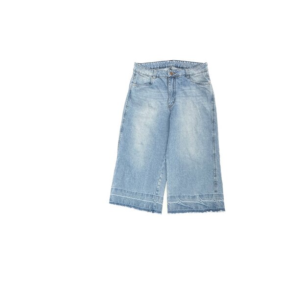 Eva Castilla Wide Leg Crop Women's size 12 Medium Wash Blue Denim Jeans - Picture 1 of 5